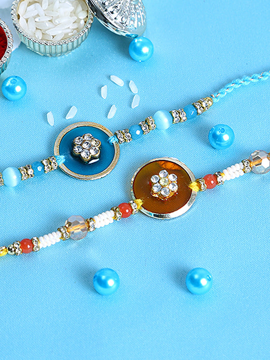 Diamond Flower Rakhi Set of Two - Only Rakhi (PST22625_2)