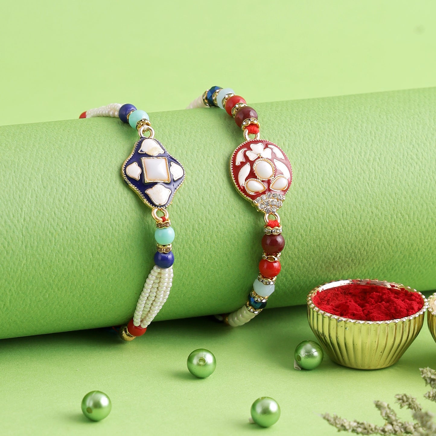 Set of 2 Meena Work Bhaiya Rakhis - Only Rakhi (PST22630_2)