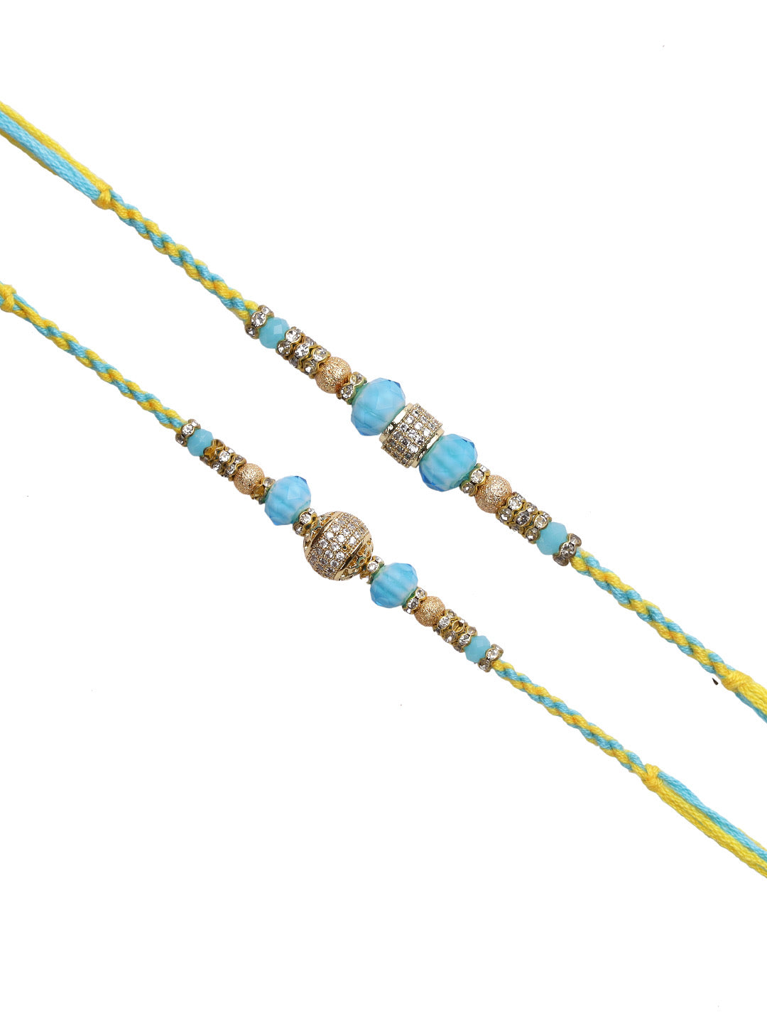 Blue and Golden Pearl Rakhi Set of Two - Only Rakhi (PST22631_2)