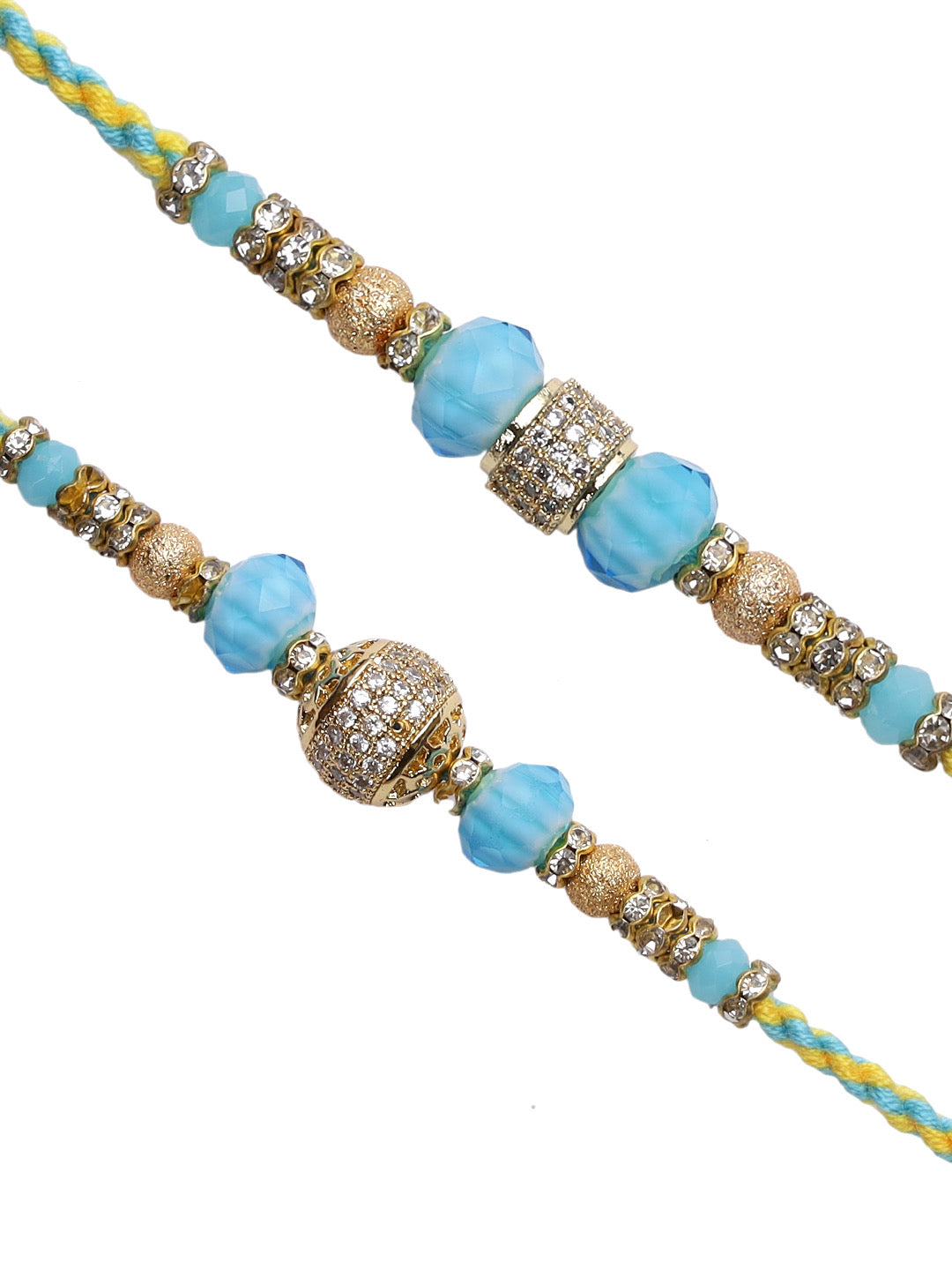 Blue and Golden Pearl Rakhi Set of Two - Only Rakhi (PST22631_2)