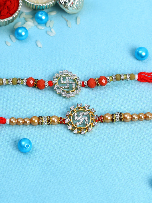 Diamond Swastika Rakhi Set of Two - Only Rakhi (PST22633_2)