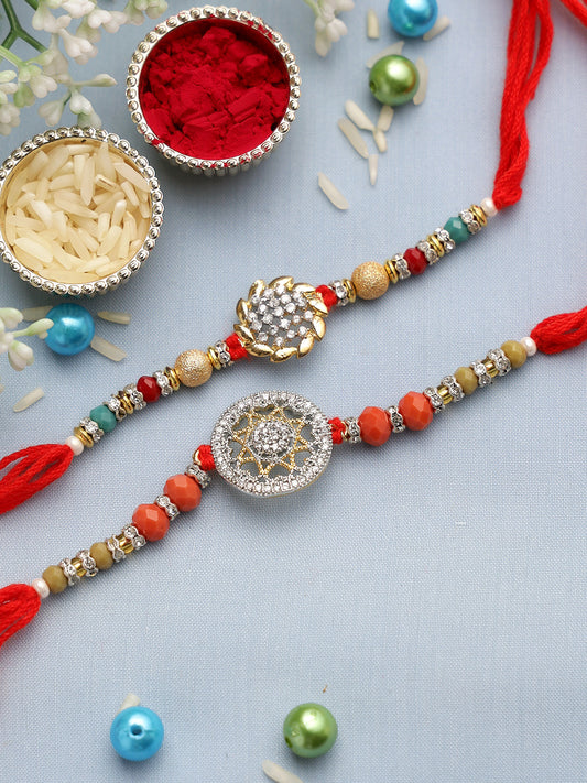 Diamond Embedded Rakhi Set of Two - Only Rakhi (PST22636_2)