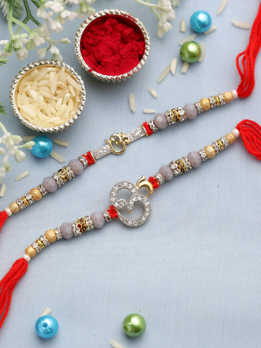 Big and Small Om Rakhi Set of Two - Only Rakhi (PST22637_2)