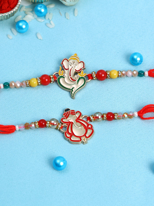 Colorful Ganesh Rakhi Set of Two - Only Rakhi (PST22640_2)