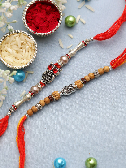 Silver Owl Rakhi Set of Two - Only Rakhi (PST22644_2)