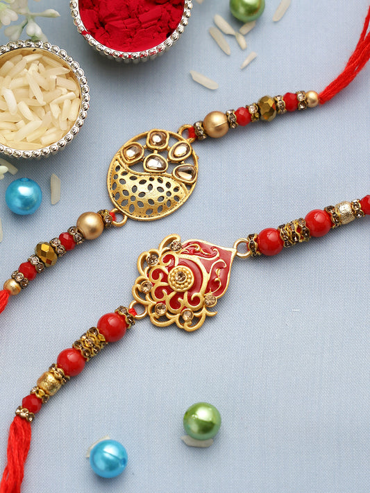 Kundan Meena Embedded Rakhi Set of Two - Only Rakhi (PST22646_2)