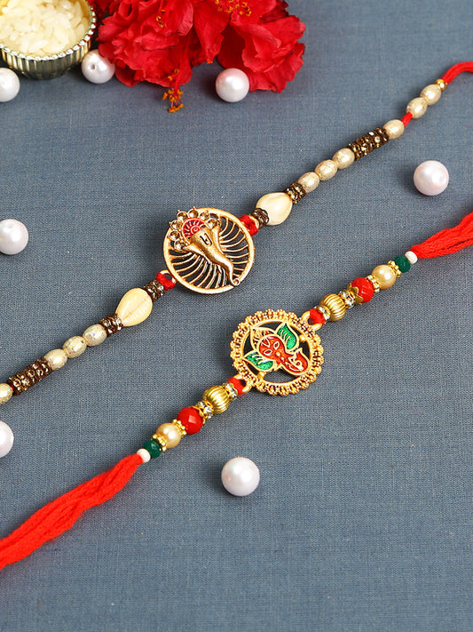 Religious Ganesha Rakhi Set of Two - Only Rakhi (PST22649_2)