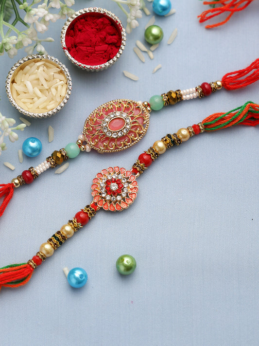 Beaded Metal Rakhi Set of Two - Only Rakhi (PST22652_2)