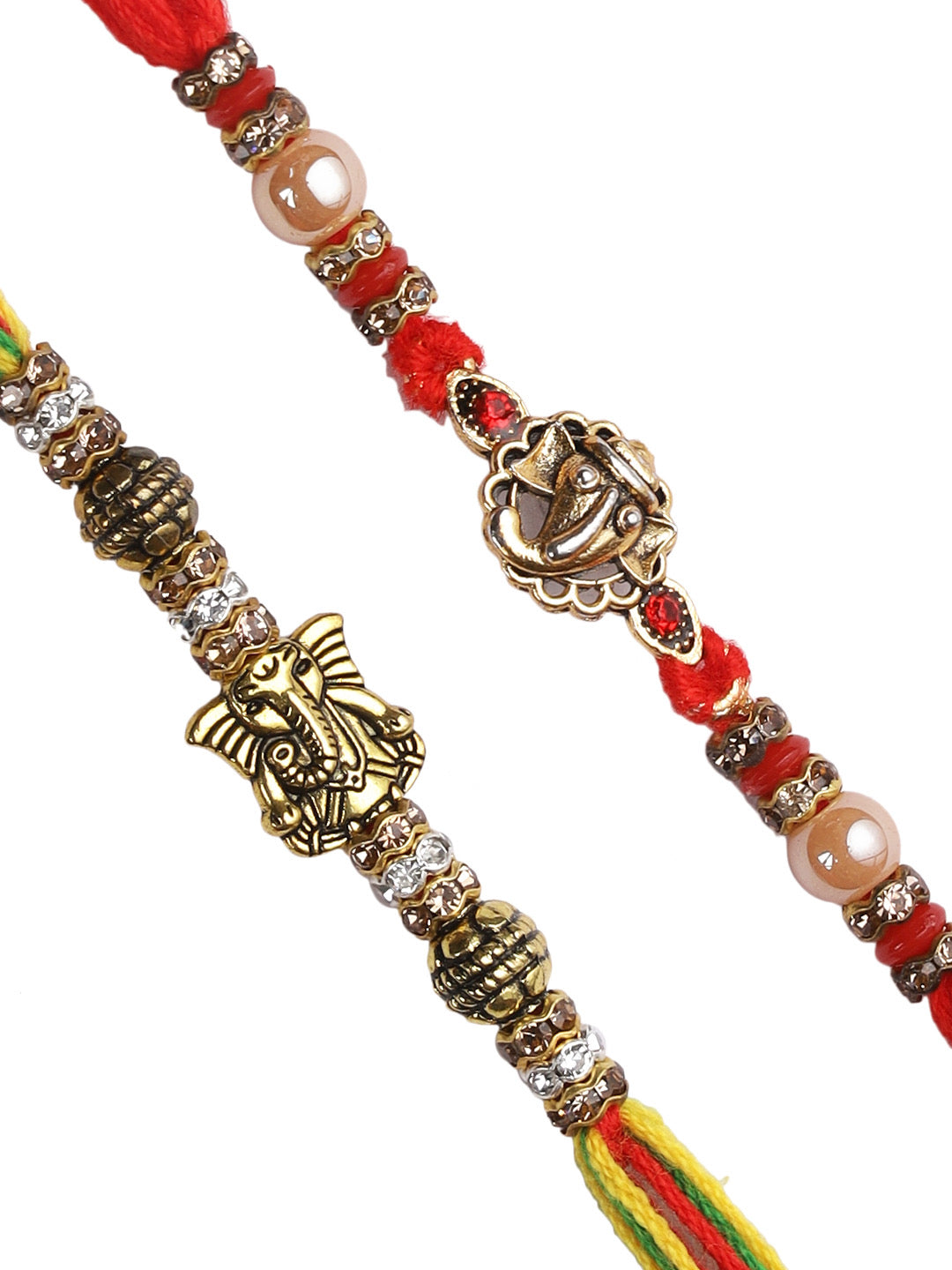 Small Antique Ganesha Rakhi Set of Two - Only Rakhi (PST22655_2)