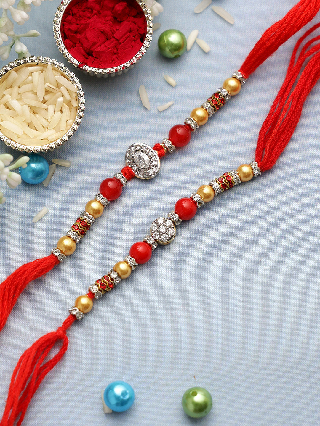 Minimal Beaded Rakhi Set of Two - Only Rakhi (PST22658_2)