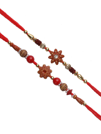 Wooden Flower Rakhi Set of Two - Only Rakhi (PST22665_2)