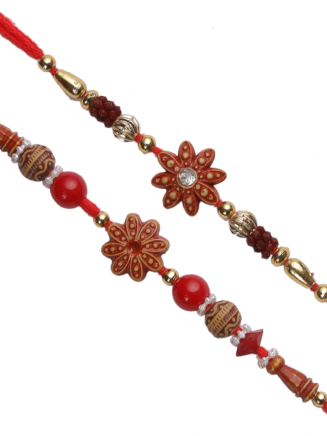 Wooden Flower Rakhi Set of Two - Only Rakhi (PST22665_2)