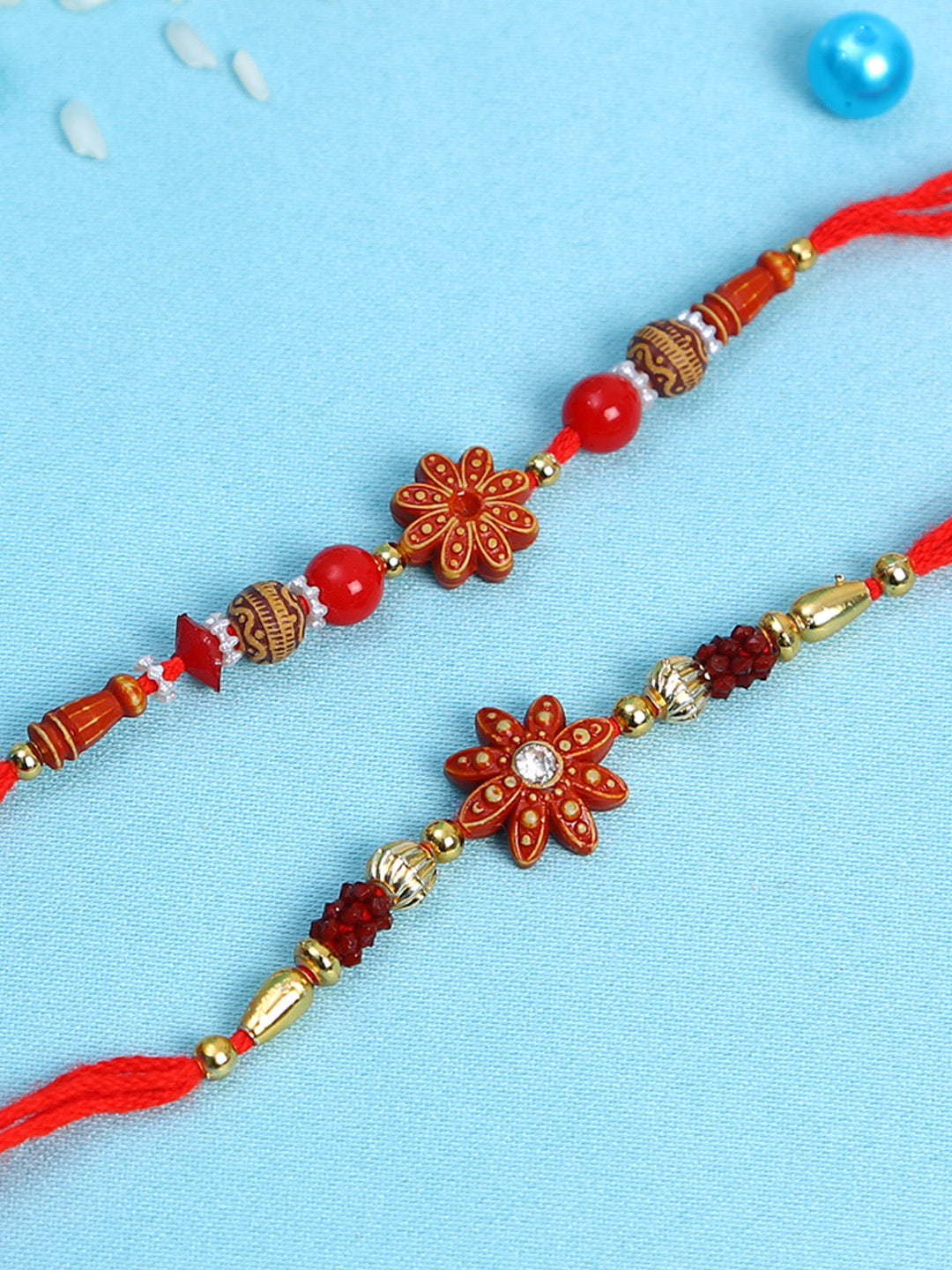 Wooden Flower Rakhi Set of Two - Only Rakhi (PST22665_2)