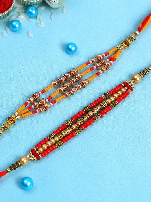 Three Tier Colorful Beads Rakhi Set of Two - Only Rakhi (PST22668_2)