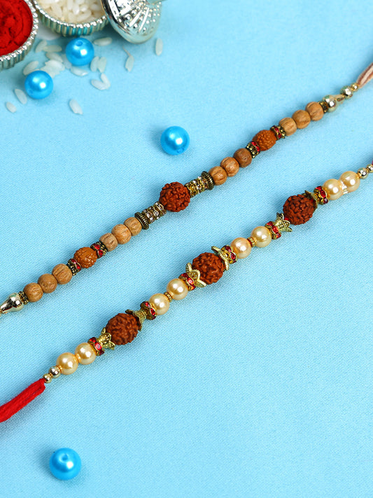 Wooden and Rudaraksh Beads Rakhi Set of Two - Only Rakhi (PST22669_2)