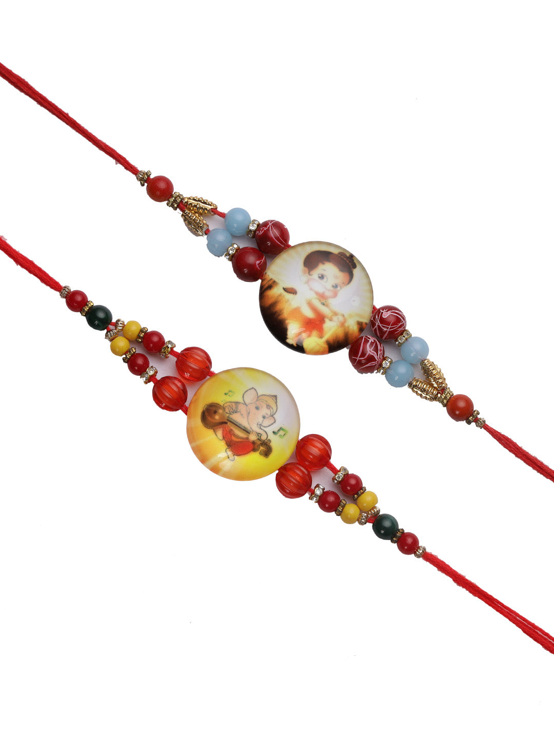 Baby Hanuman and Ganesha Rakhi Set of Two - Only Rakhi (PST22675_2)