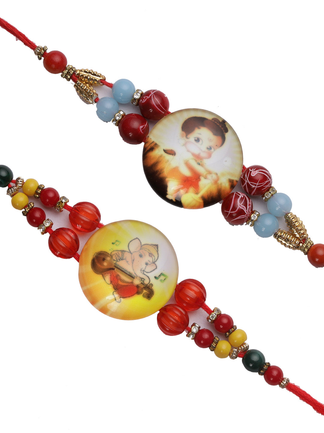 Baby Hanuman and Ganesha Rakhi Set of Two - Only Rakhi (PST22675_2)