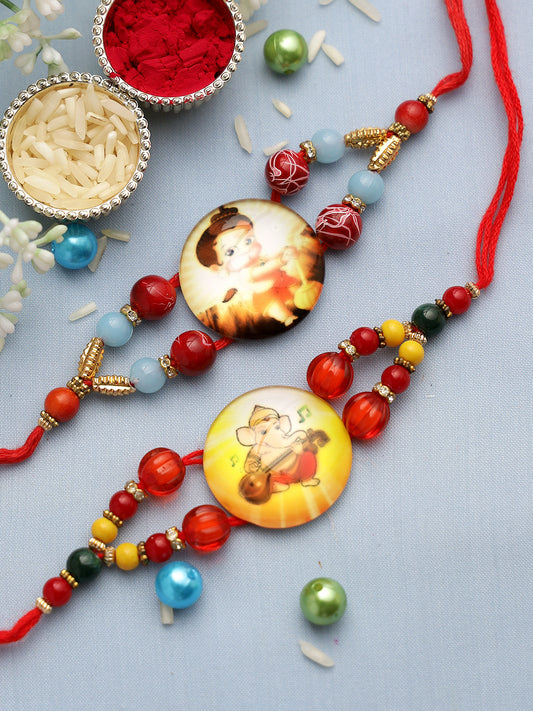 Baby Hanuman and Ganesha Rakhi Set of Two - Only Rakhi (PST22675_2)