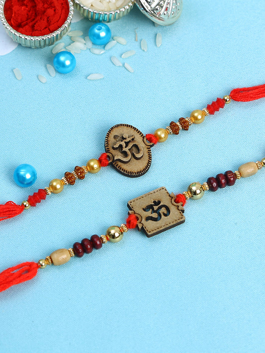 Wooden Om Rakhi Set of Two - Only Rakhi (PST22694_2)