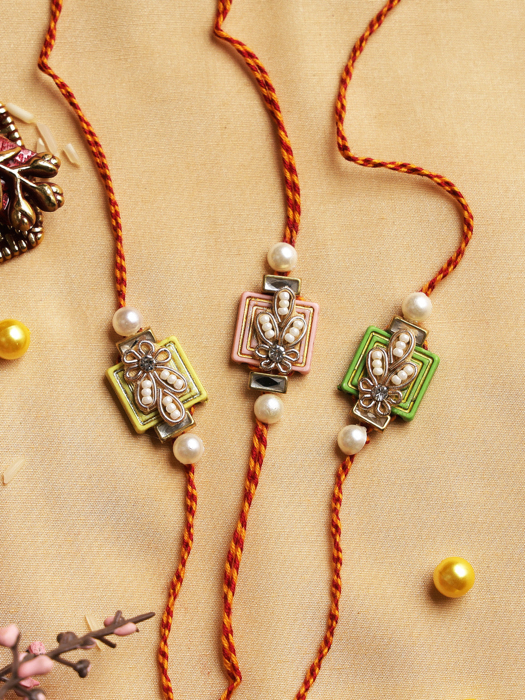 Beaded Zardosi Work Rakhi Set of Three - Only Rakhi (PST22702_3)