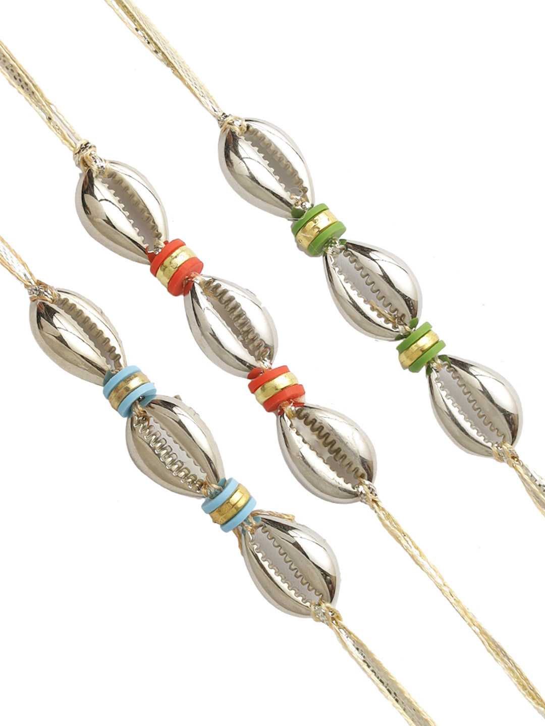 Golden Shell Beaded Rakhi Set of Three - Only Rakhi (PST22710_3)