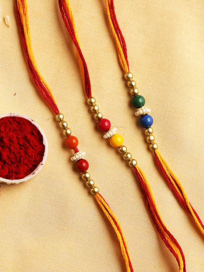 Subtly Beautiful Beaded Rakhi Set of three - Only Rakhi (PST22713_3)