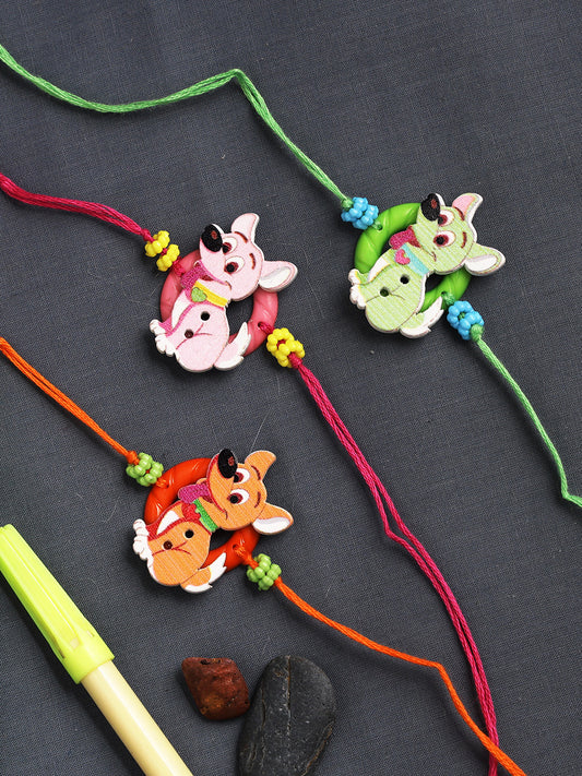Handcrafted Little Dog Rakhi for Kids Set of Three - Only Rakhi (PST22716_3)