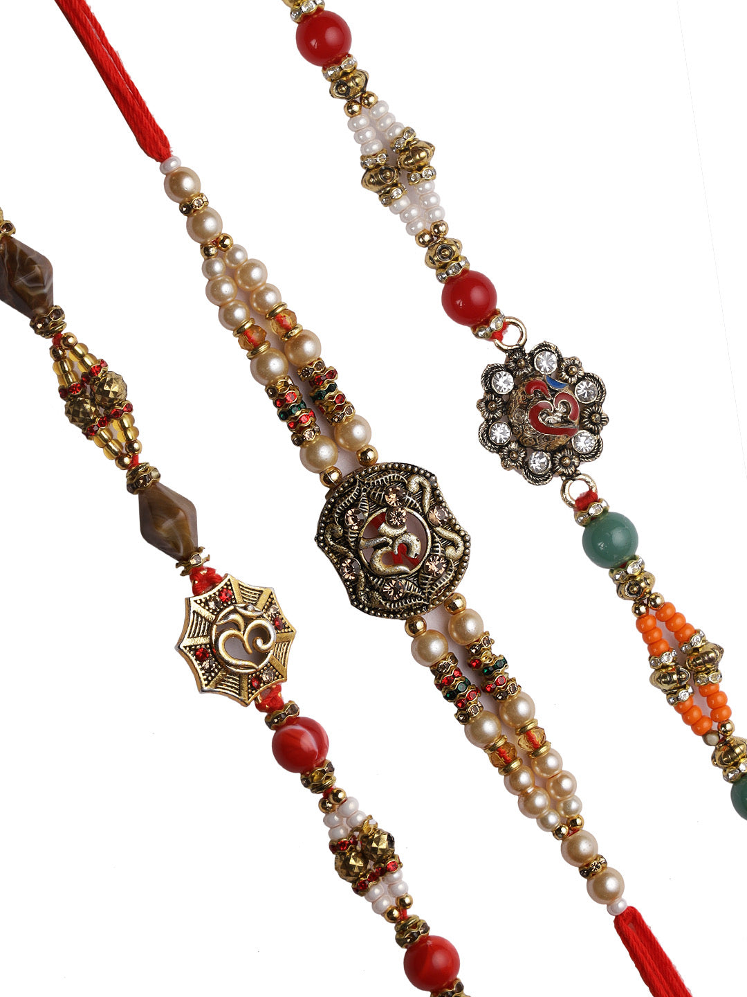 Traditional Golden OM Rakhi Set of Three - Only Rakhi (PST22726_3)