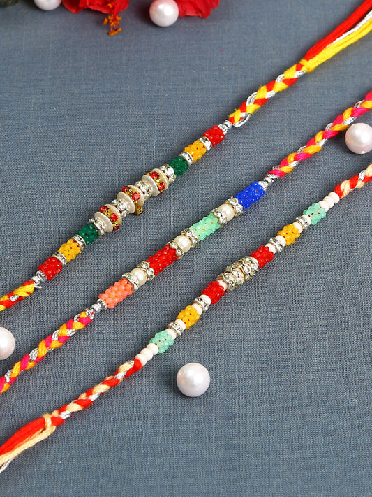 All Shades of Happiness Beads Rakhi in Set of Three - Only Rakhi (PST22728_3)