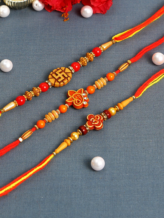 All Divine Motifs Rakhi Set of Three - Only Rakhi (PST22734_3)