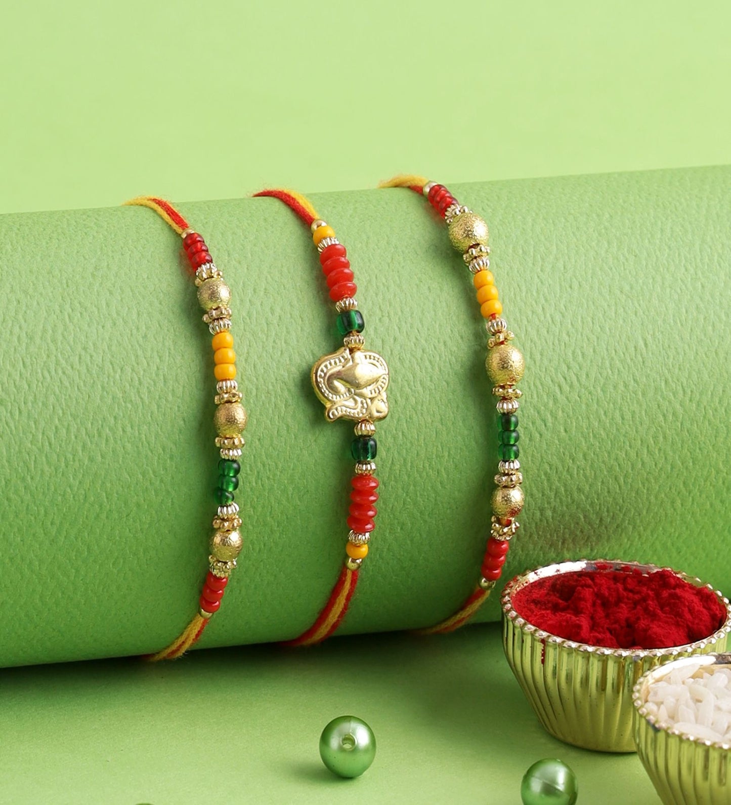 Colorful Beads Set of 3 Rakhi - Only Rakhi (PST22745_3)