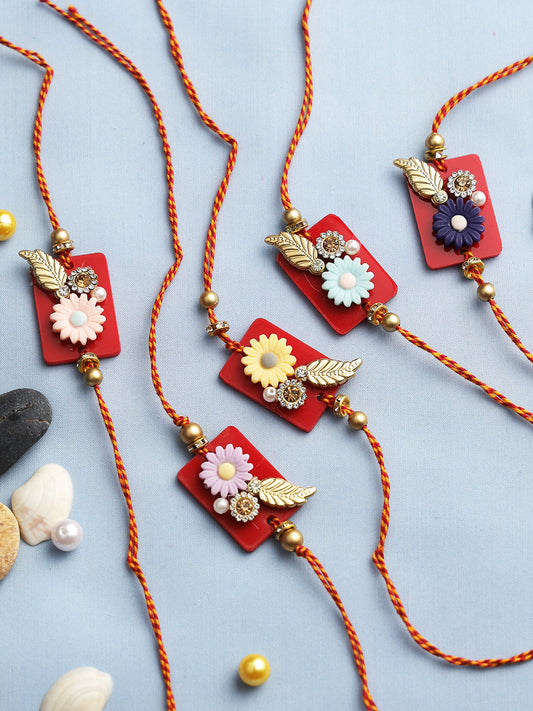 Designer Rakhi Squad Set of Five - Only Rakhi (PST22802_5)