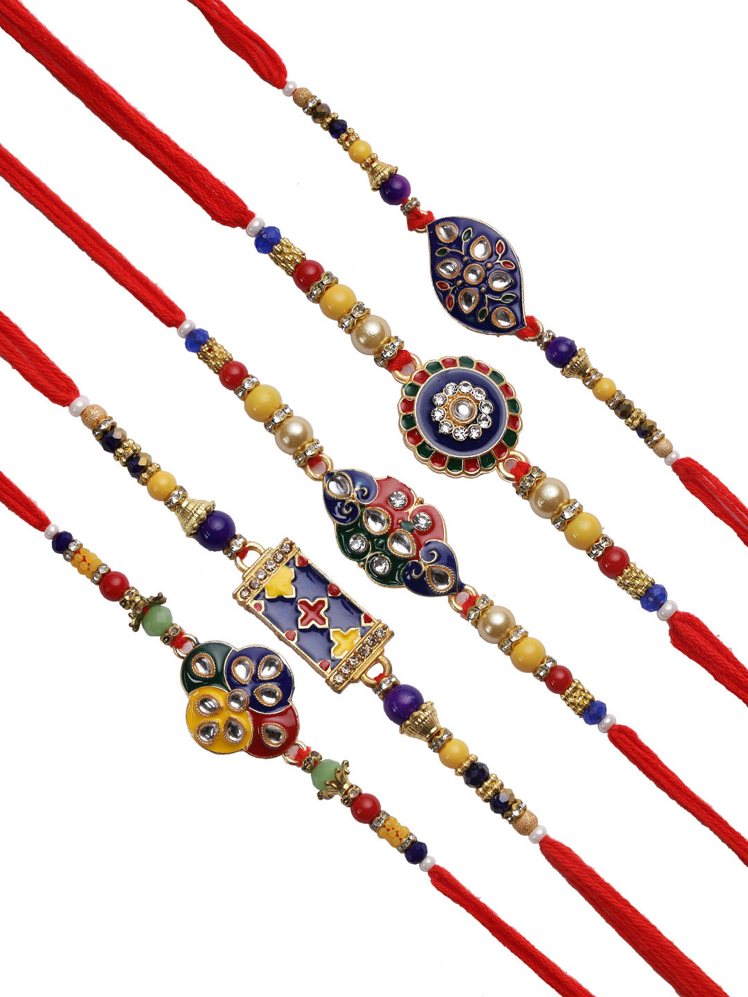 Colourful Meena Work Traditional Rakhi set of Five - Only Rakhi (PST22811_5)