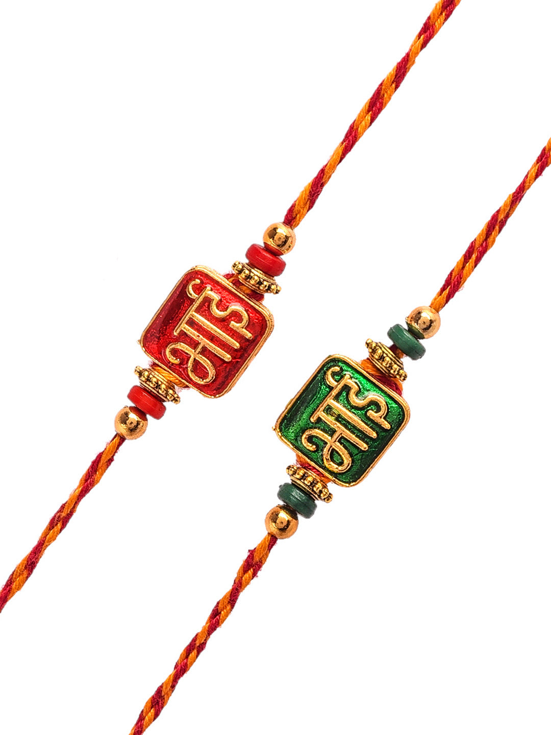 ‘BHAI’ Gold Embossed Rakhi Set of Two - Only Rakhi (PST2303_2)