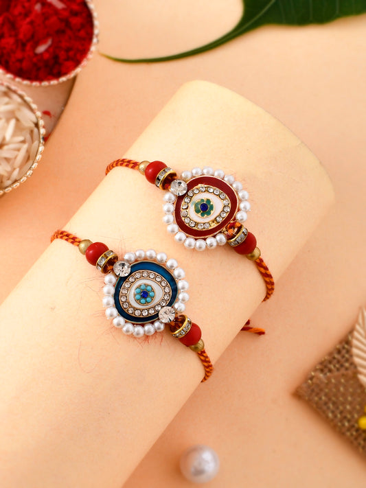 Embellished Pearl and Kundan Fine-Crafted Rakhi Set of Two - Only Rakhi (PST2305_2)