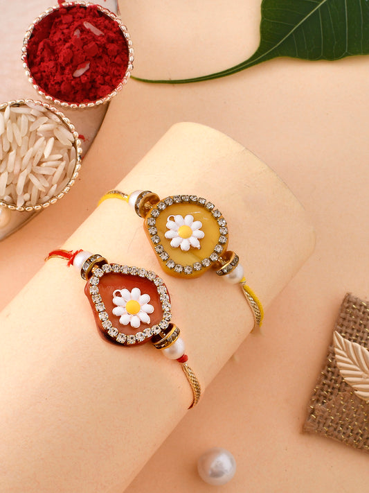 Resin Crystal Embellished Exquisite Rakhi Set of Two - Only Rakhi (PST2309_2)