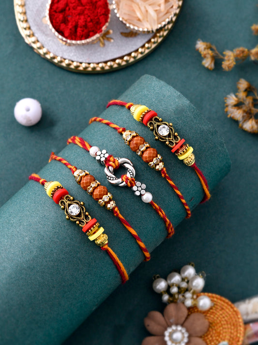 Set Of 5 Traditional Stud Rakhi - Only Rakhi (PST23106_5)