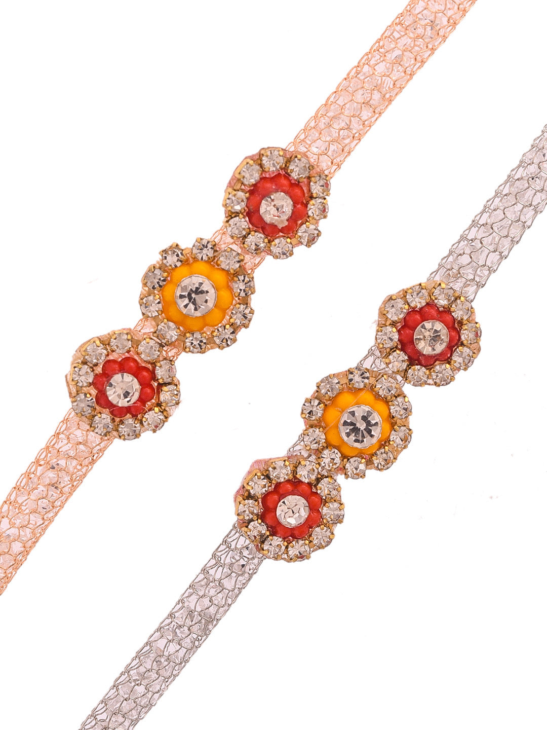 Dazzling Ornate Bracelet Rakhi with Crystal Stones Band Set of Two - Only Rakhi (PST2310_2)