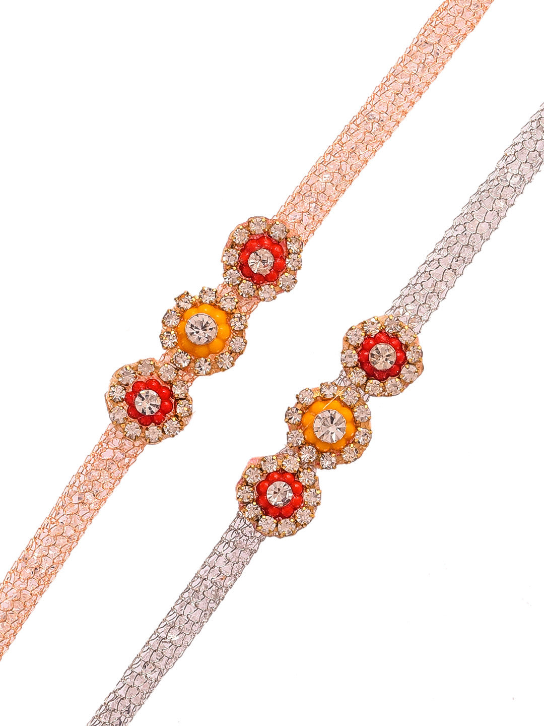 Dazzling Ornate Bracelet Rakhi with Crystal Stones Band Set of Two - Only Rakhi (PST2310_2)