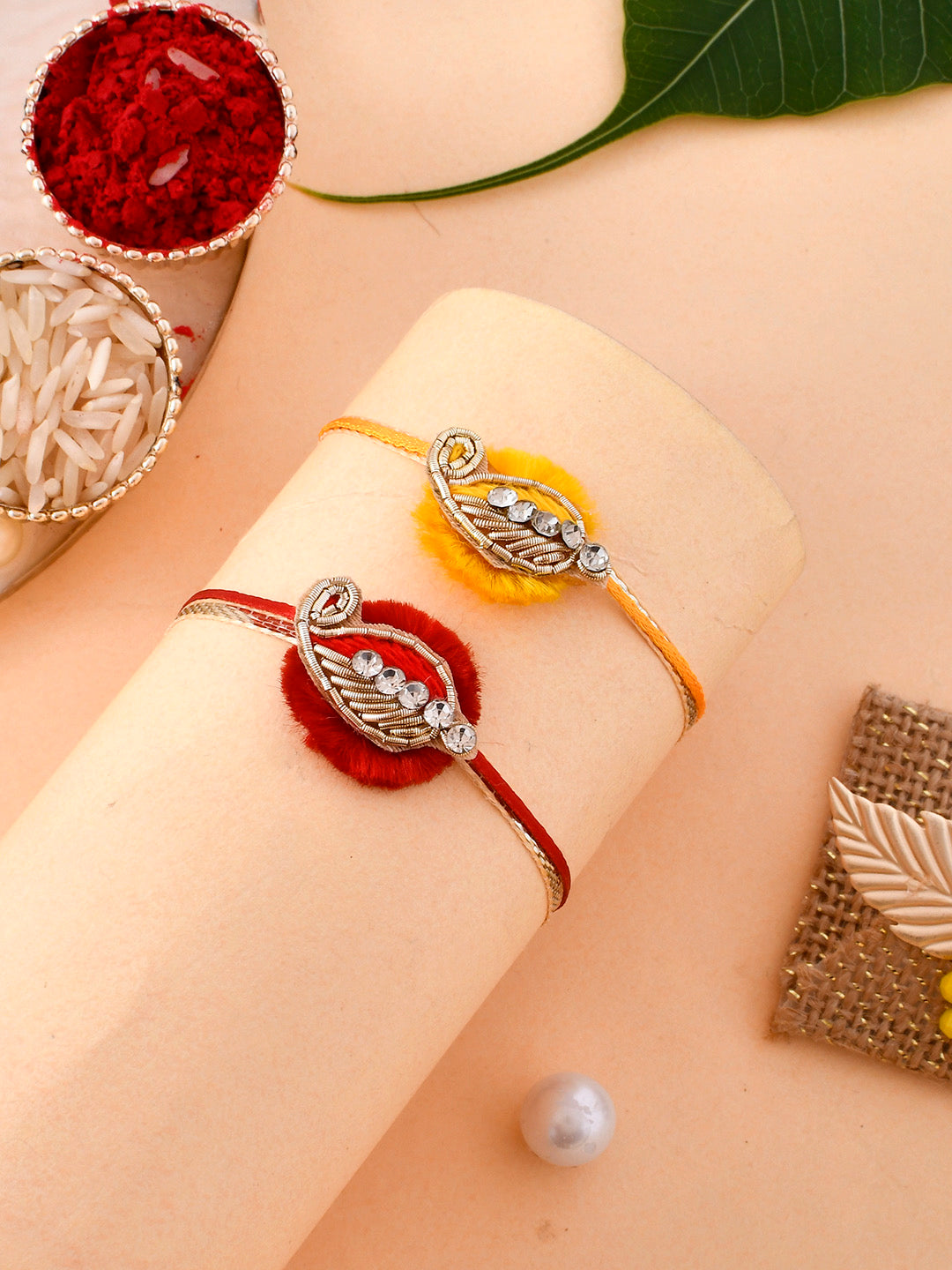 Handcrafted Patchwork Resham Rakhi Set of Two - Only Rakhi (PST2311_2)