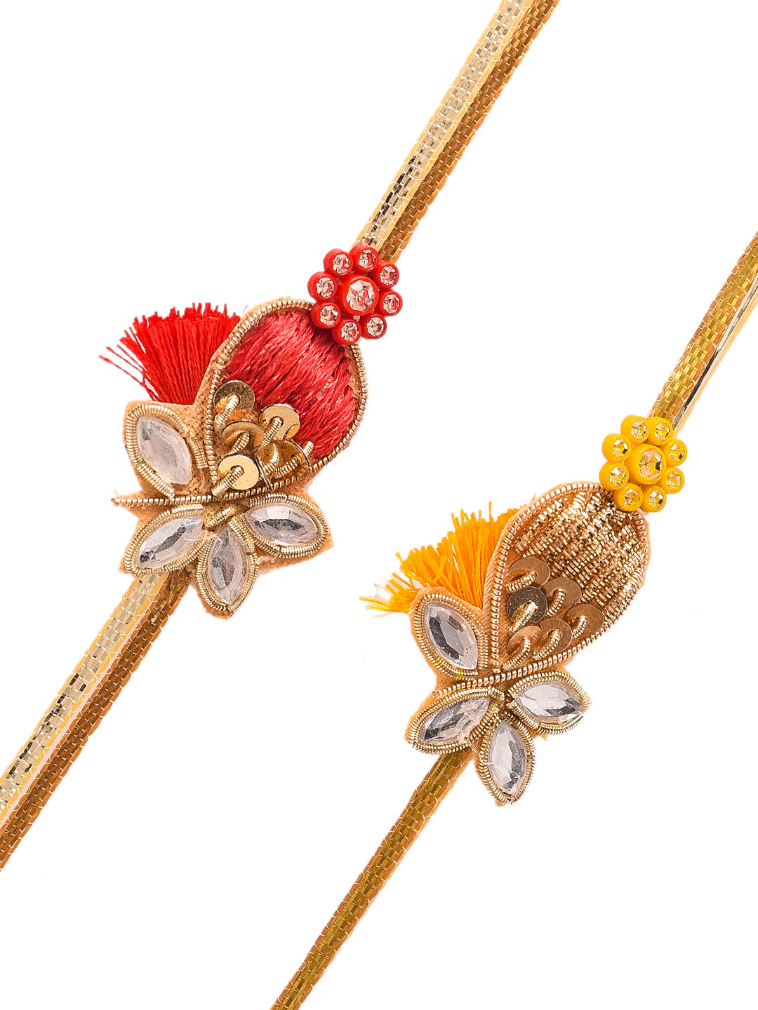 Embellished Kundan Sparkling Resham Rakhi Set of Two - Only Rakhi (PST2312_2)