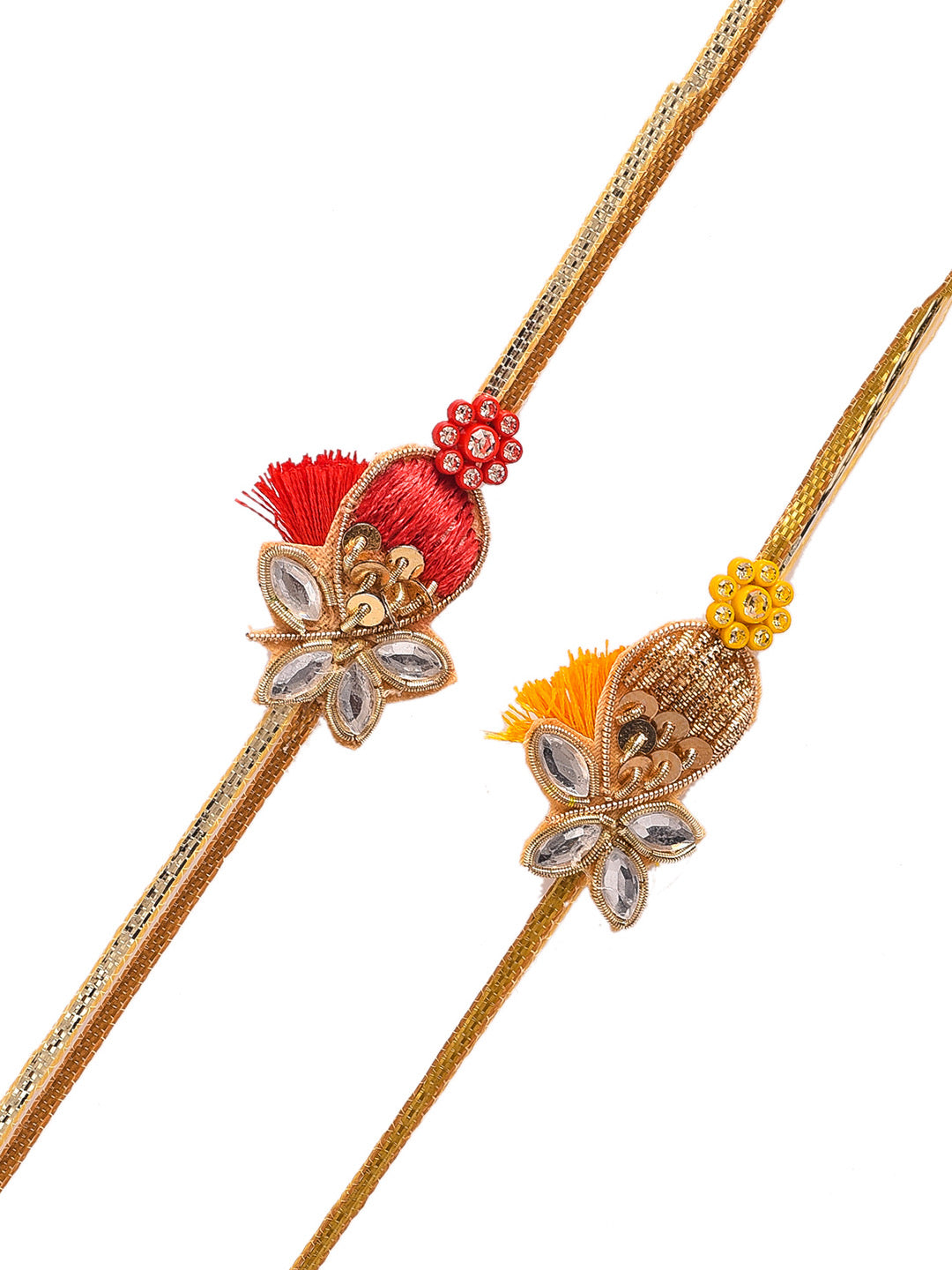 Embellished Kundan Sparkling Resham Rakhi Set of Two - Only Rakhi (PST2312_2)