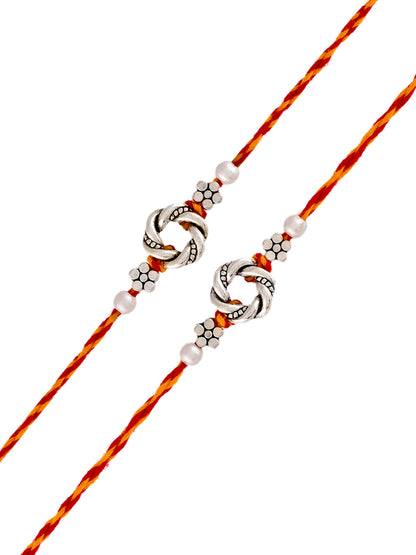 Set Of 2 Silver Engraved Braided Timeless Rakhi - Only Rakhi (PST2315_2)