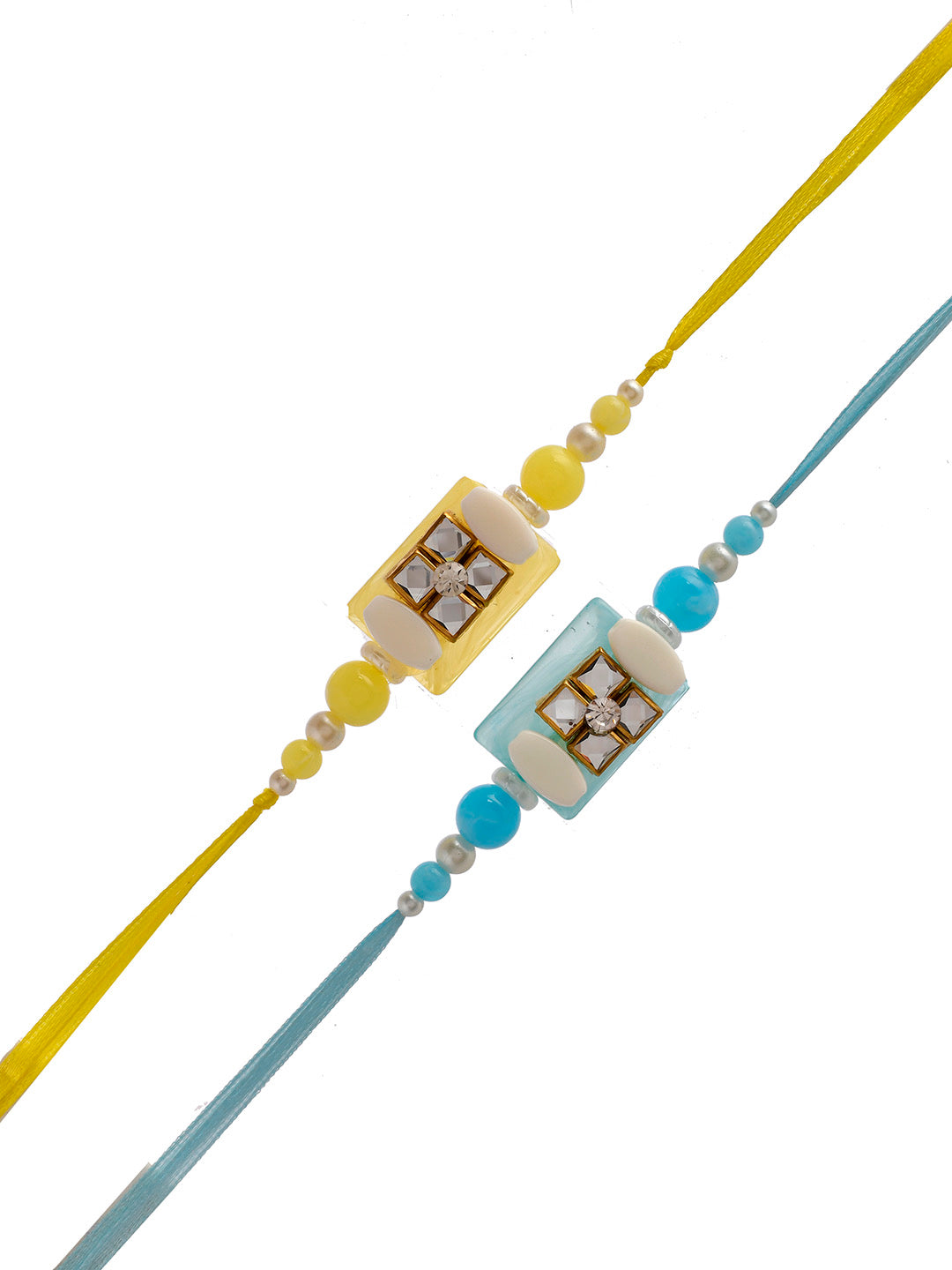 Set Of 2 Resin Handcrafted with Kundan Pastel Rakhi - Only Rakhi (PST2323_2)