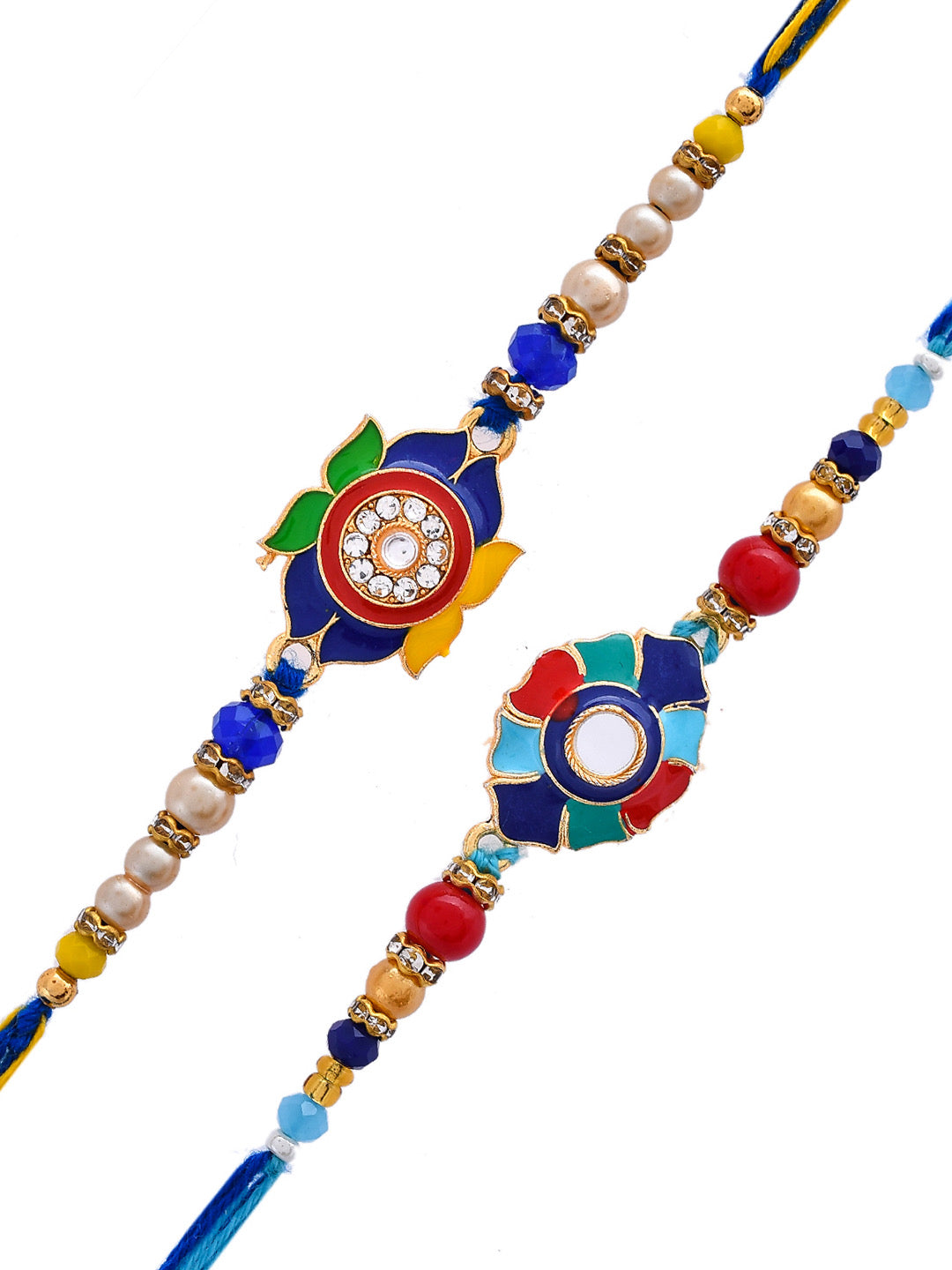 Set Of 2 Colorful Ceramic Enamled Beaded Rakhi - Only Rakhi (PST2344_2)