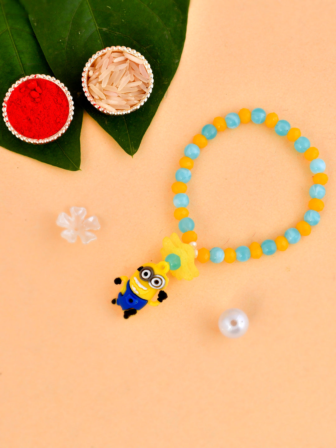 Pastel Beaded Funky Minion Kids Bracelet Rakhi - Only Rakhi (PST2346A)