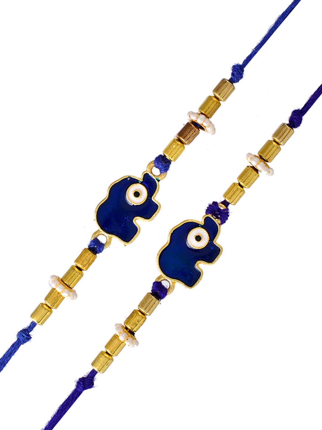 Ceramic Evil Eye Painted Elephant Rakhi  - Only Rakhi (PST2352_2)