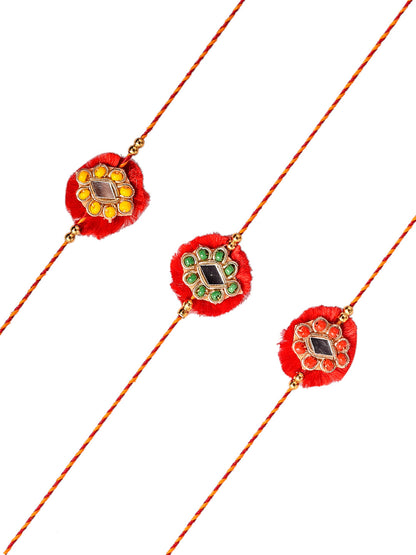 Handcrafted Resham Prestigious Rakhi Set of Three - Only Rakhi (PST2353_3)