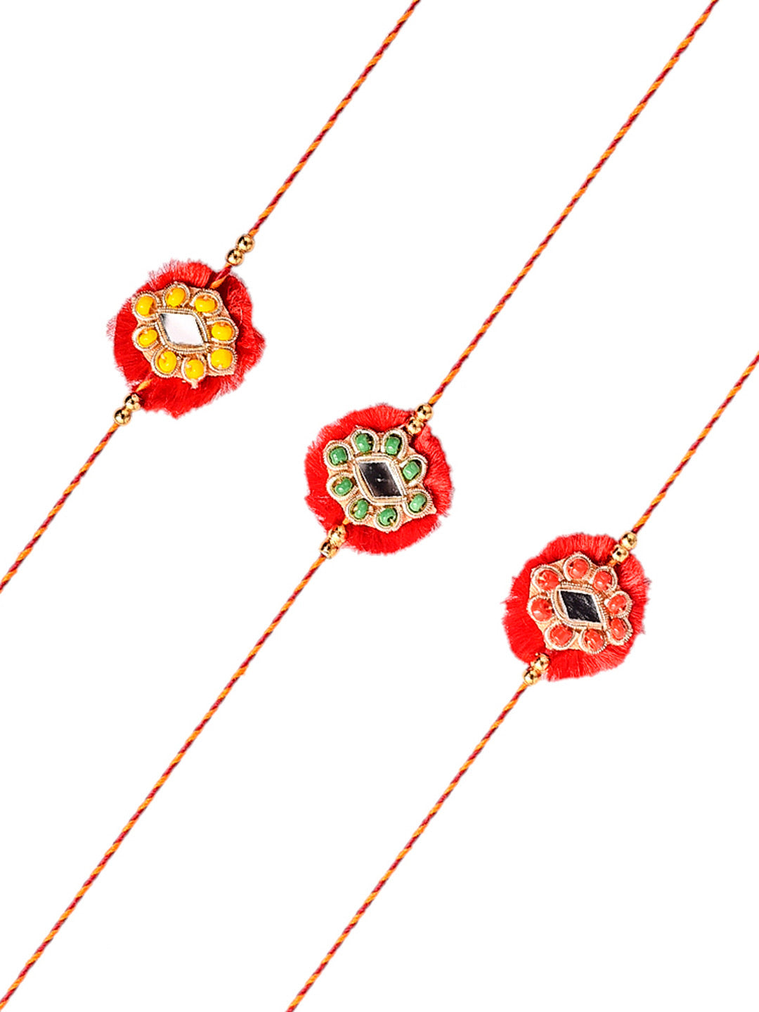 Handcrafted Resham Prestigious Rakhi Set of Three - Only Rakhi (PST2353_3)