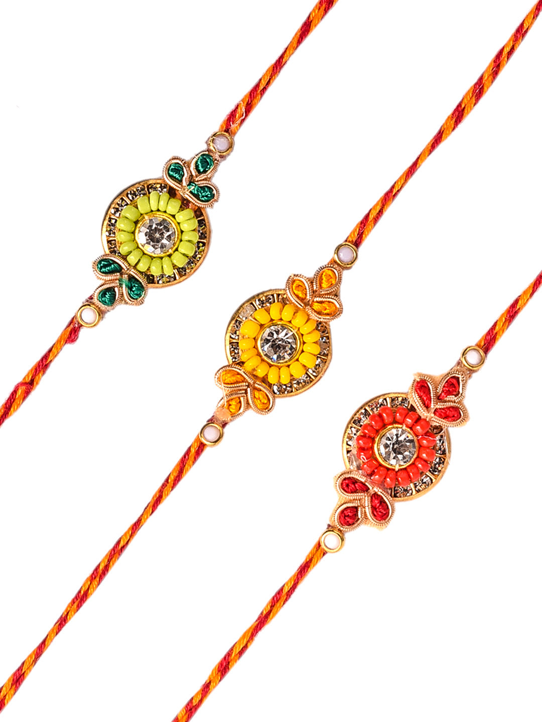 Artisanal Kundan and Beads crafted Rakhi Set of Three - Only Rakhi (PST2354_3)